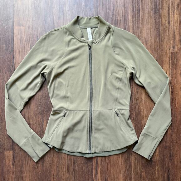 Lululemon 'The Ease' Olive Green Full Zip Jacket Women’s Size 8 - Picture 2 of 8
